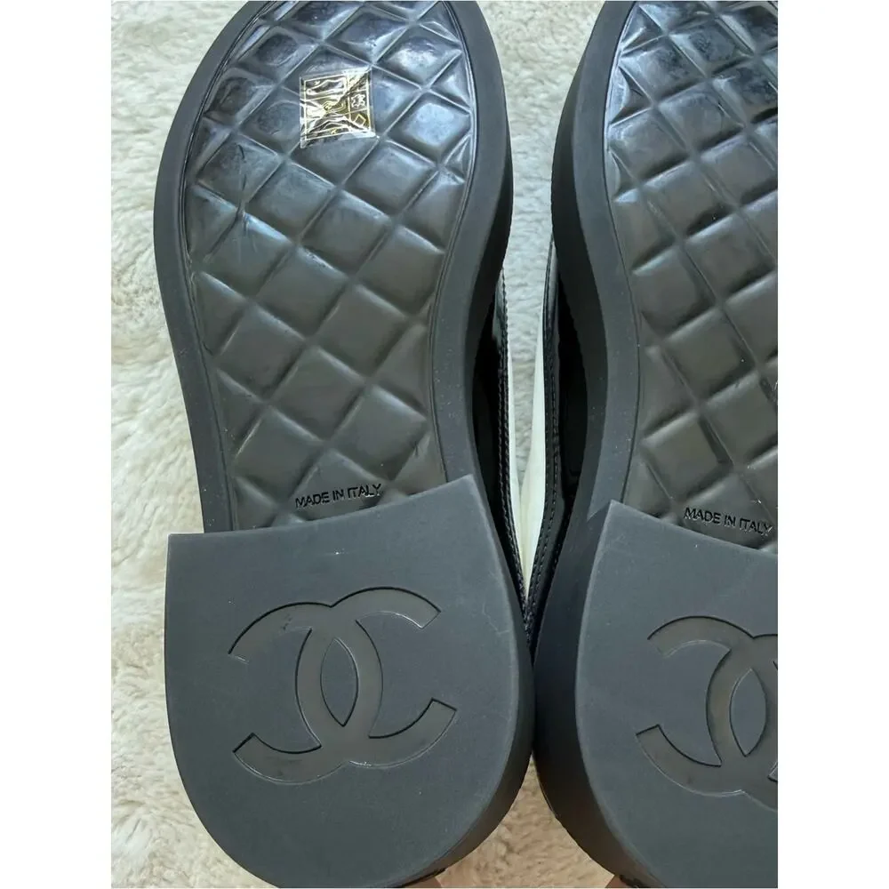 CHANEL women black/white women laces up platform shoes size 36 EU Retail 1275$